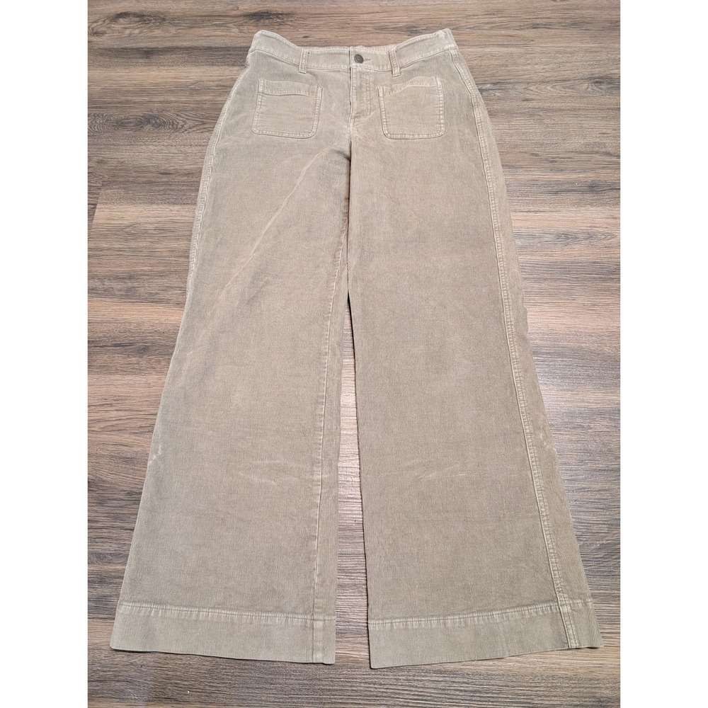 UpWest‎ Corduroy Wide Leg Pants Taupe Brown High Rise Patch Pocket Womens Medium